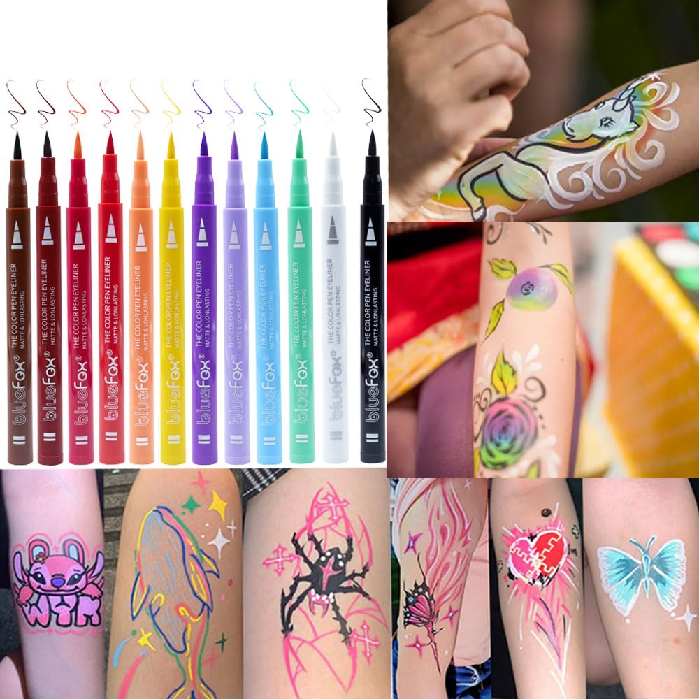 Colorful Eyeliner Kit, Waterproof Liquid Eyeliner, Neon Makeup, 12pcs