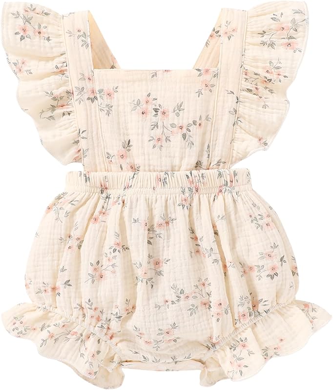 Happy Town Newborn Baby Girl Clothes Infant Summer Romper Sleeveless Floral Cute Outfits One Piece Jumpsuit Bodysuit