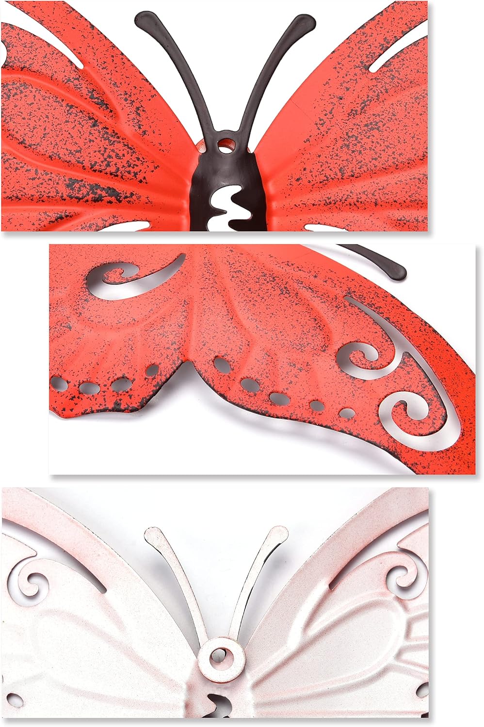 EASICUTI Metal Butterfly Wall Decor Butterfly Wall Art Hanging Sculpture For Indoor Outdoor Home Bathroom Living Room Bedroom Or Porch Patio Fence Yellow Red Blue 3 Pack 9.4" L x 7.5" H