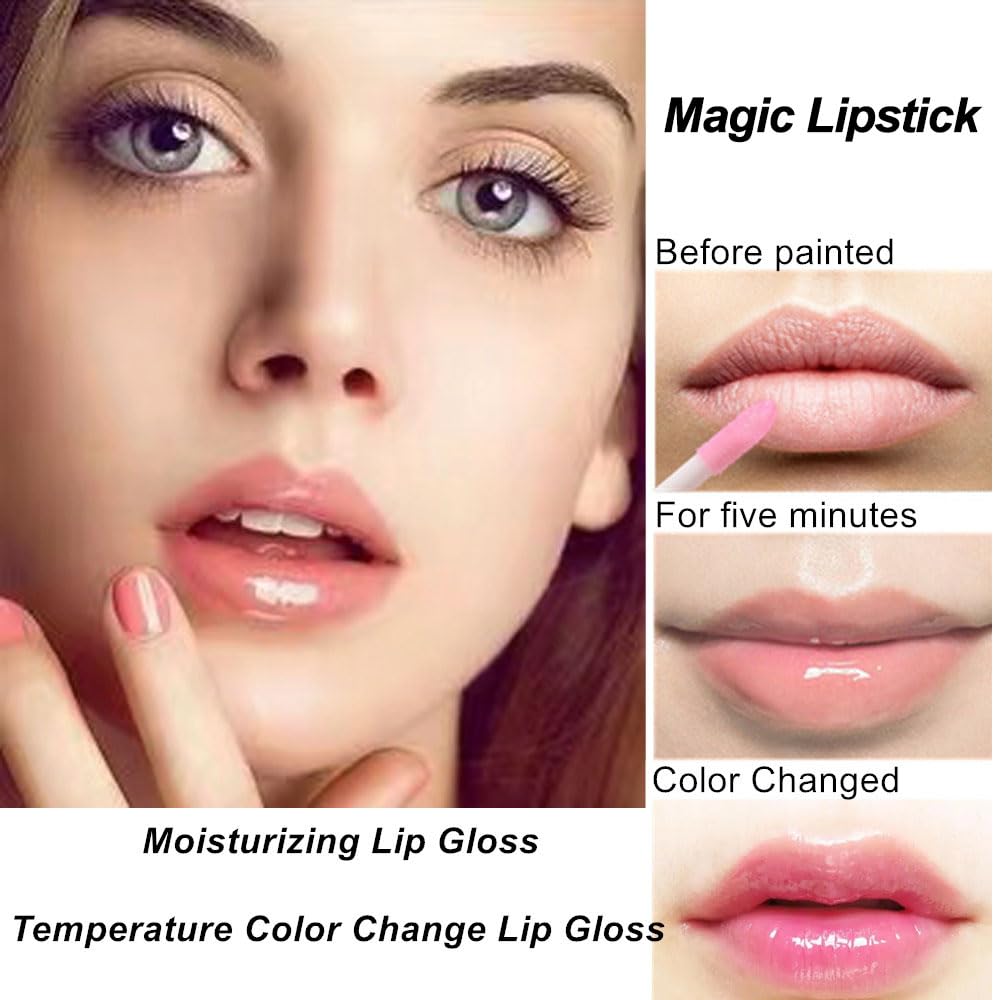 Mysense 6Pcs Lip Gloss Set for Teens, Flavored Color Changing Lip Gloss Pack, Moisturizing Glossy Lipgloss Set for Girls Kids Women