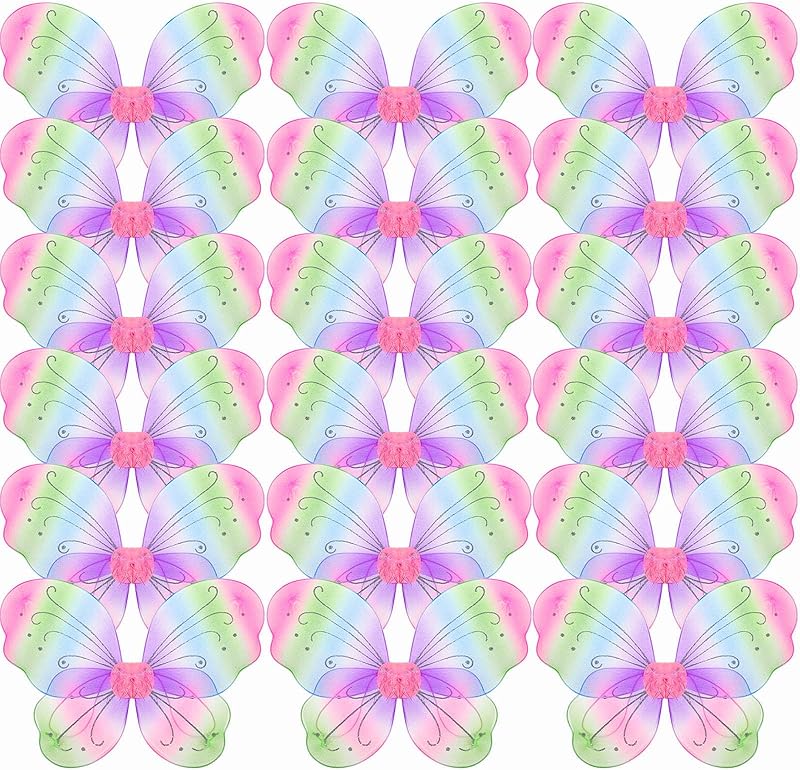 Chivao 20 Pieces Fairy Wings Butterfly Wings Dress up Birthday Wedding Decoration Halloween Party Accessory for Kids Girls