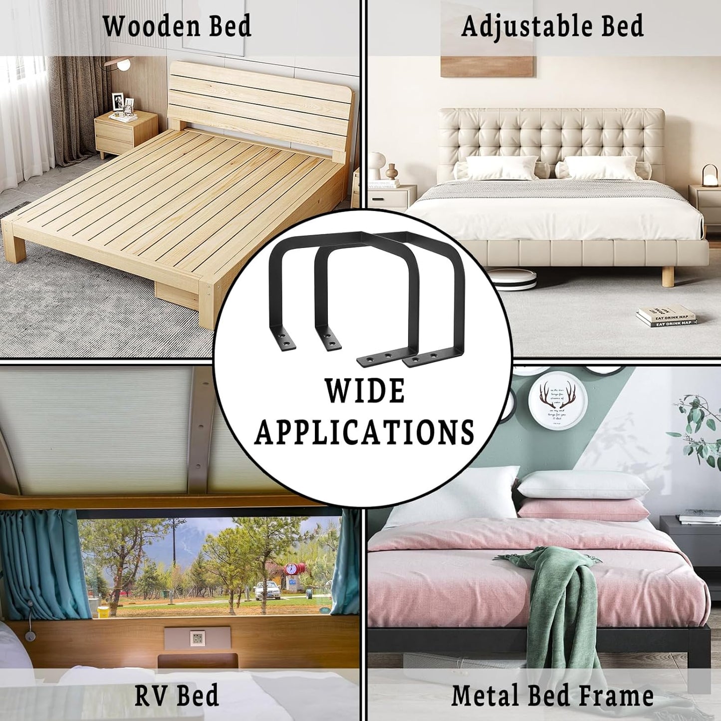 4PCS Metal Mattress Slide Stopper, Mattress Retainer Bar for Adjustable Beds, Non Slip Mattress Gripper, Mattress Stabilizer, Prevents Mattress Sliding for Bedroom Bed Frame