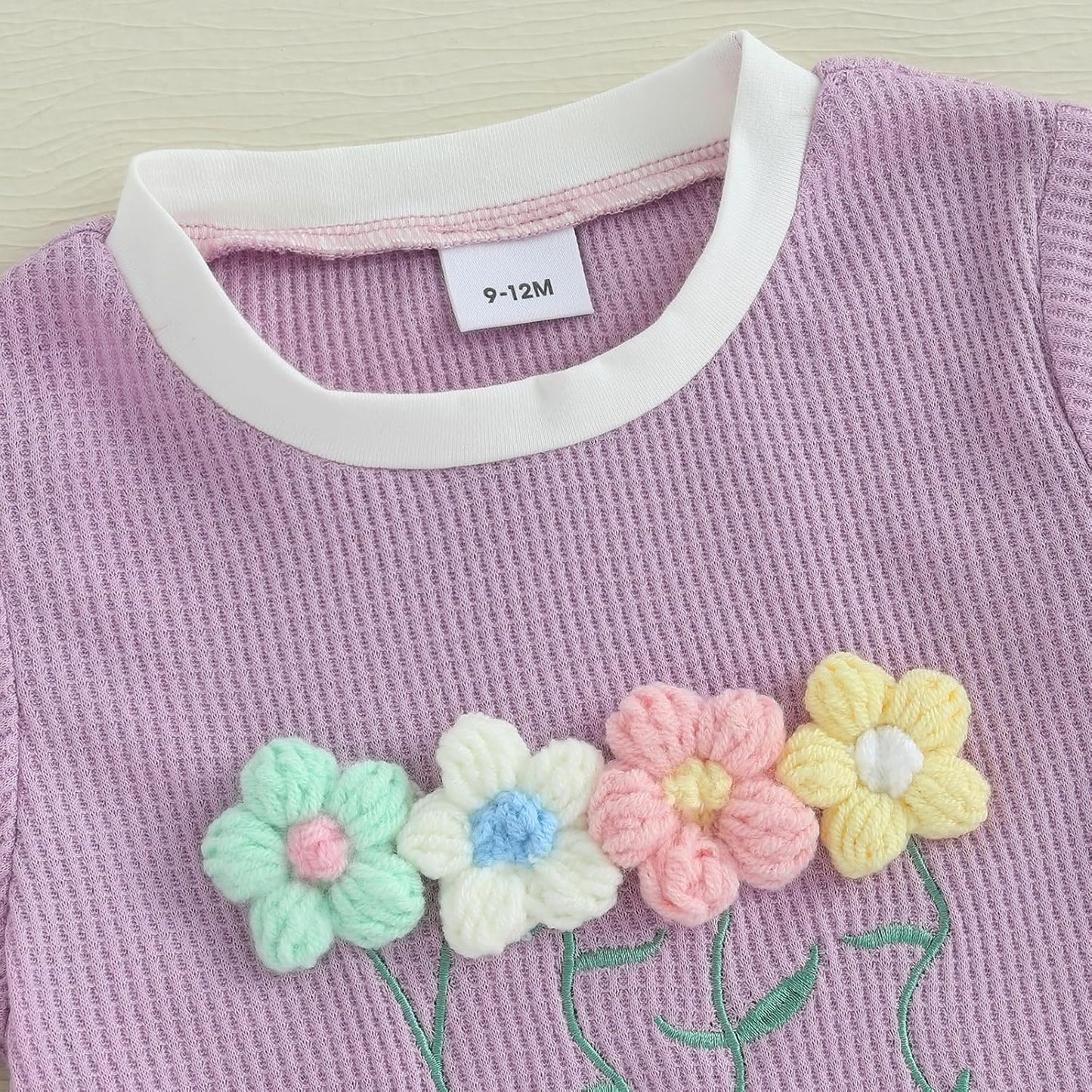 Kayotuas Toddler Baby Girl Summer Clothes 3D Flower Bow Short Sleeve T Shirt Tops Shorts 2Pcs Set Cute Infant Waffle Outfits