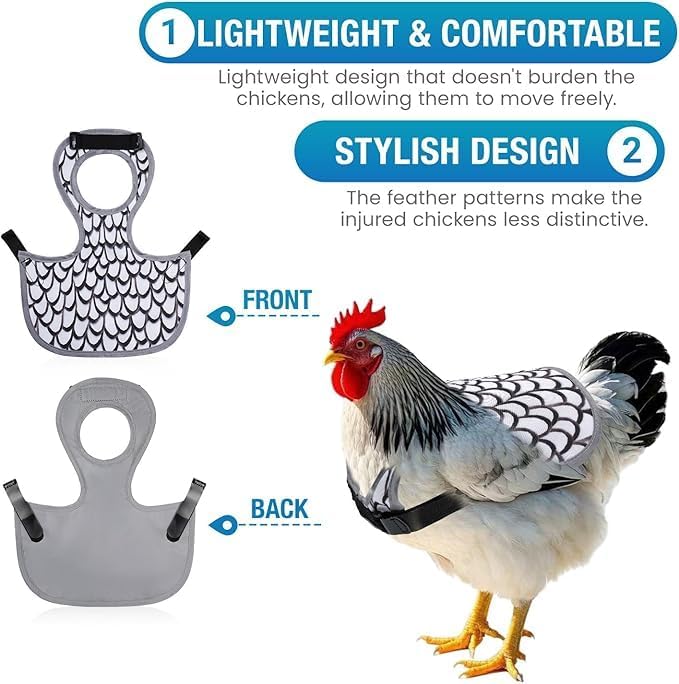 Chicken Saddle for Hens - Chicken Aprons for Hens With Adjustable Straps, Chicken Aprons & Vest Jacket for Hens
