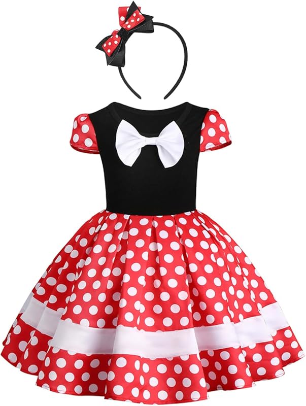 IBTOM CASTLE Baby Girl Polka Dots Princess Costume Birthday Fancy Dress up Party Cosplay Ears Dance Clothing Set
