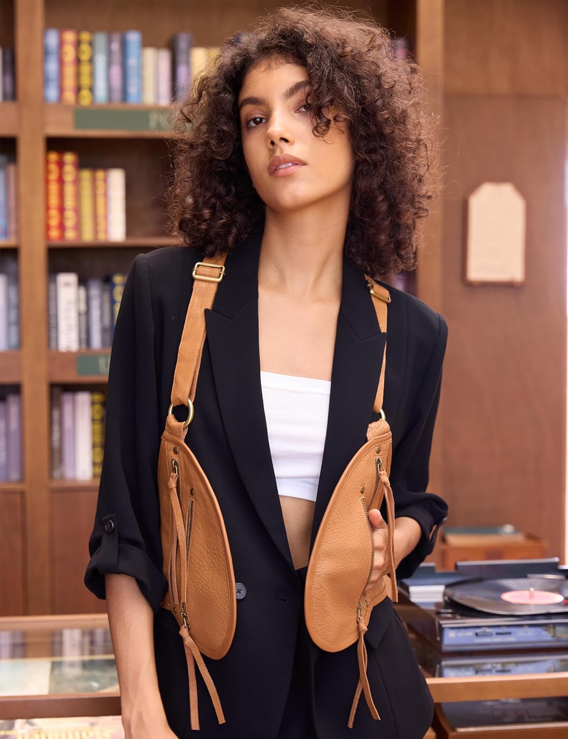 Harness for Women Genuine Leather with Pocket Steampunk Vest