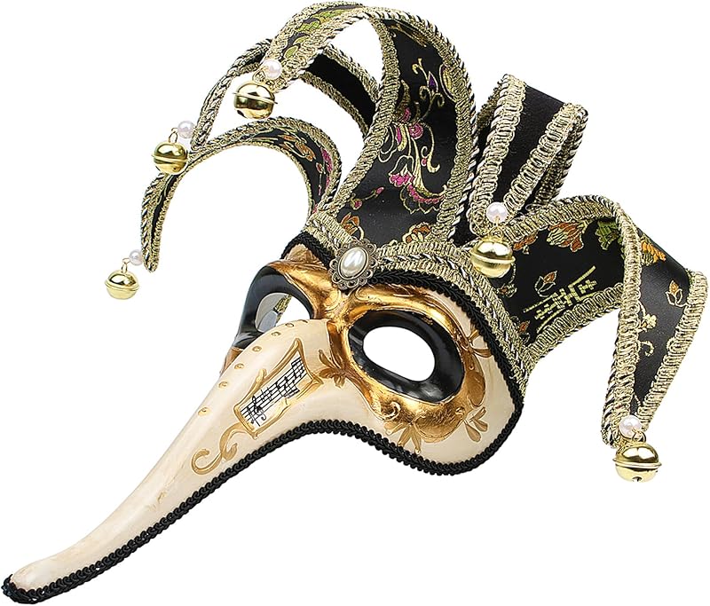 Mardi Gras Venetian Plague Doctor Jester Mask Masquerade Halloween Wall Decorative Mask