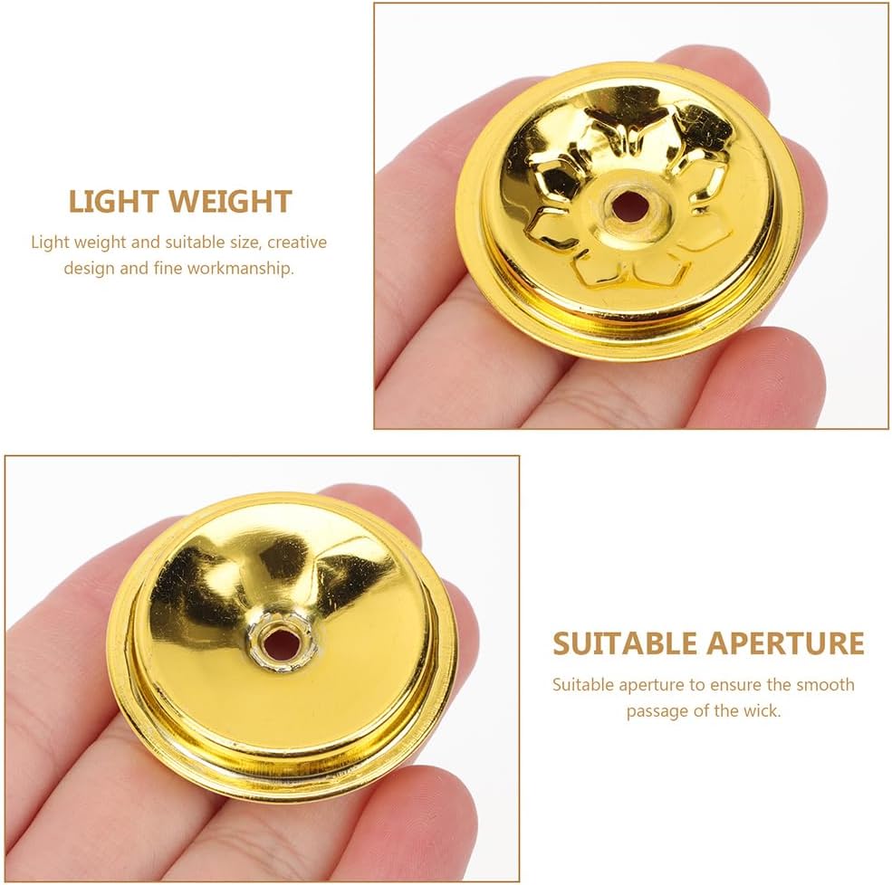 DOITOOL 15pcs Butter Lamp Oil Float Candle Holder Floating Wicks for Oil Candles Lamp Wick Holders Wick Floating Disc Stand Butter Lamp Holder Floating Wicks Stand Metal Wicks Disc Tray