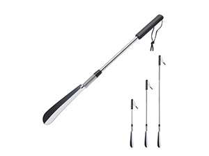 Fanwer Extendable Shoe Horn Long Handle for Seniors, Twist to Lock, 16" to 31"Adjustable, Stainless Steel Telescopic Shoehorn for Men Women, Metal Travel Shoe Horn, Shoe Helper Tool