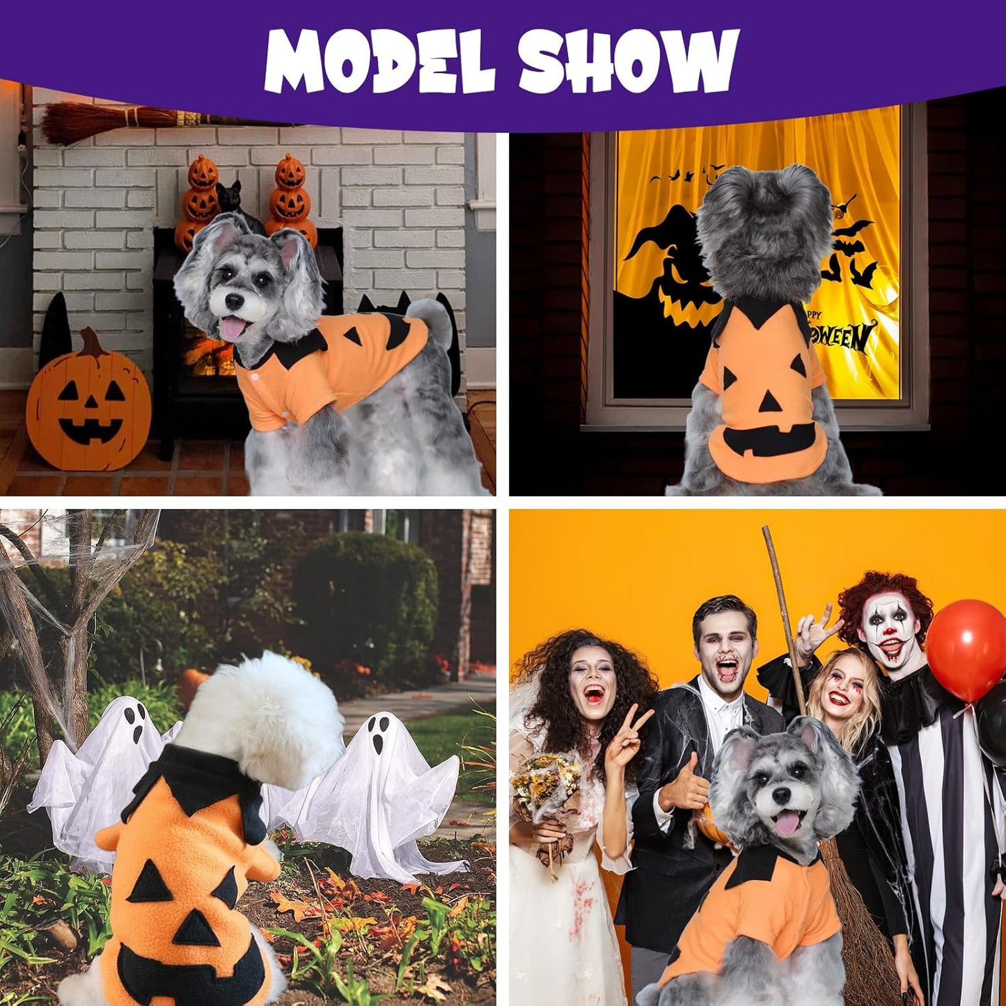 Dog Clothes Small Dog Fleece Shirts Pumpkin Head Smiley Winter Coat for Dogs Halloween Party Pet Costume 03-Orange Medium