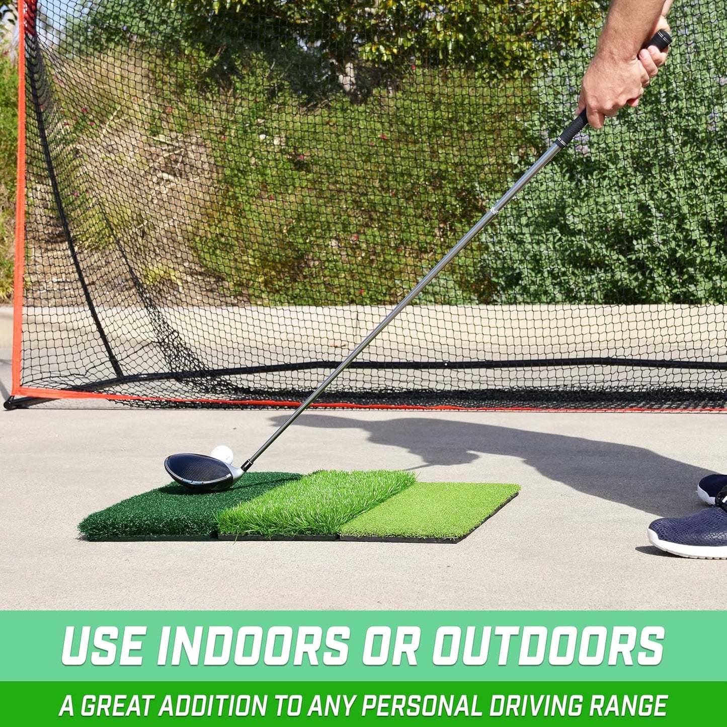 GoSports Tri-Turf XL Golf Practice Hitting Mat - Huge 24 Inch x 24 Inch for Optimal Practice