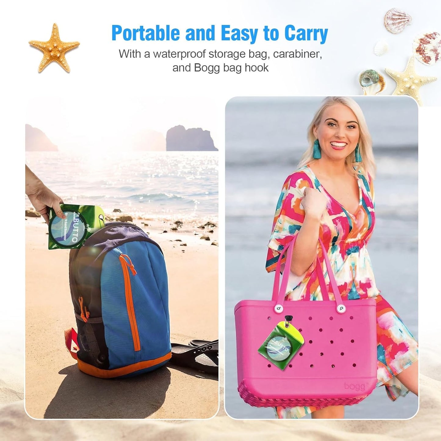 Talc-Free Double Capacity Sand Remover for Beach - Gentle on Skin Instant Sand Removal Bag with Natural Ingredients - Beach Essentials & Accessories for Vacation Travel and Cruise