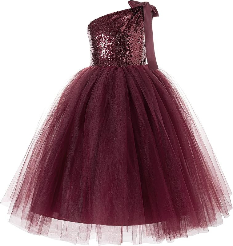 ekidsbridal One-Shoulder Sequin Tutu Flower Girl Dress Corset Dress Wedding Pageant Dresses Ball Gown Tutu Dresses