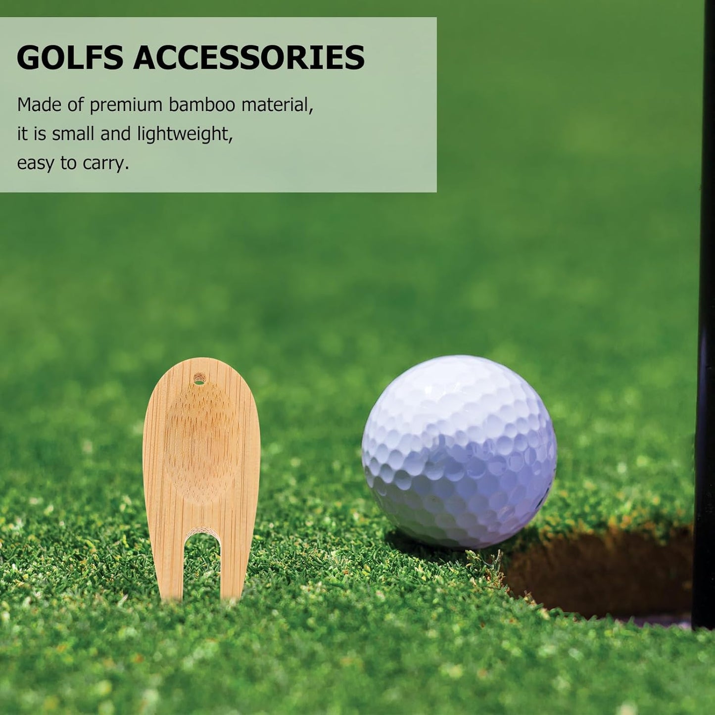 Kisangel 75 Pcs Green Bamboo Fork Golf Divot Fixer Marker Tool Golfing Divot Tool Guitar Clock Golf Divot Tool Golfs Divot Fork Wood Tools Divot Fixer Ball Marker Repair Organizer
