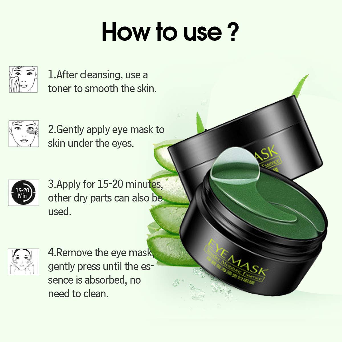 Under Eye Mask, Collagen Eye Mask, Eye Gel Pads, Green Tea Under Eye Patches, Firming Eye Mask, 30 Pairs Collagen Eye for Eye Moisturizing, Dark Circles, Wrinkles, Fine Lines, Under Eye Bags