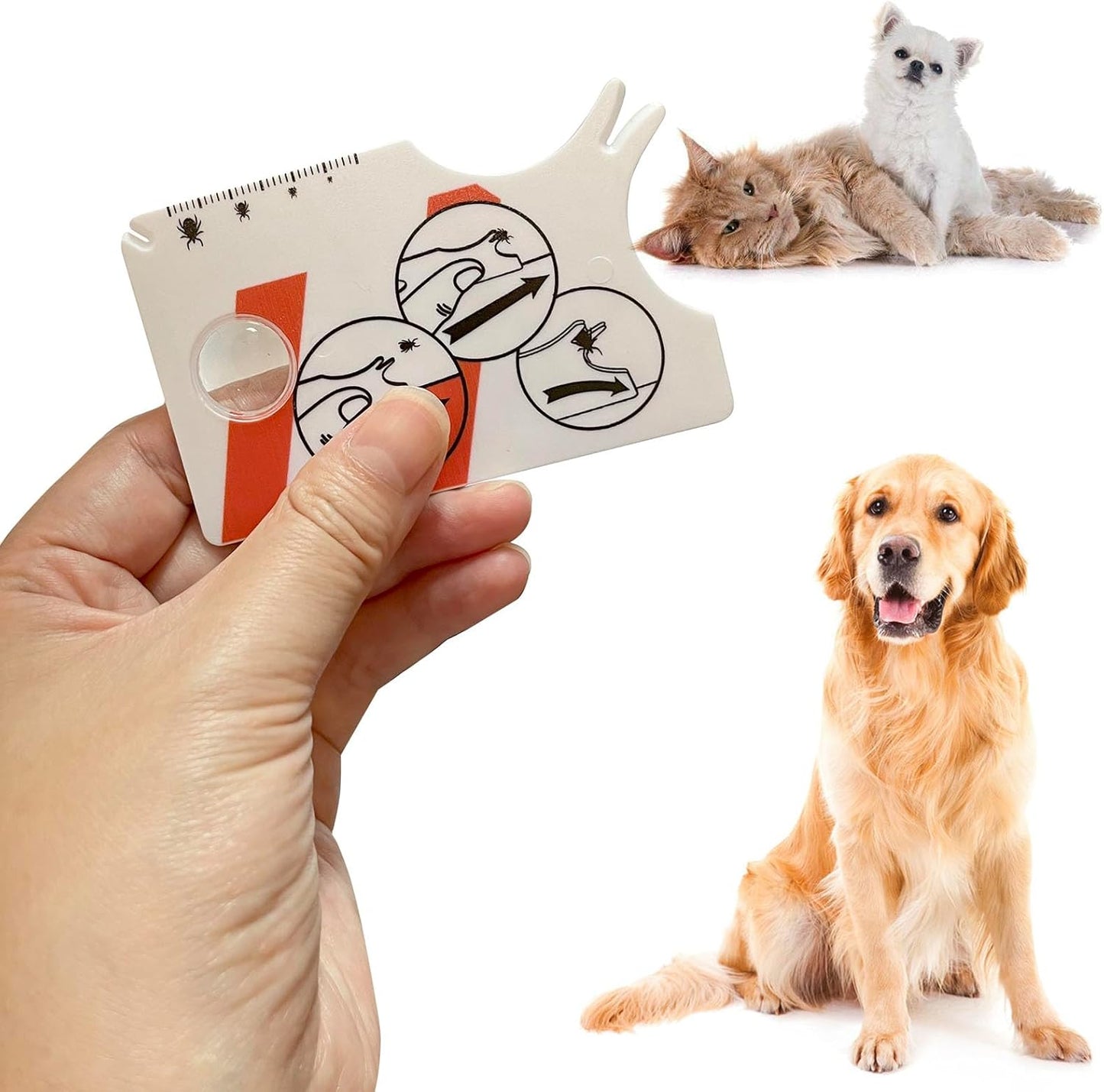 IZyufan 2 Stück Zeckenkarte, Zecken Waagenkarte Mit Lupe, Schnelle Reinigung Von Zecken Zeckenkarte für Menschen Kinder Hunde Katzen