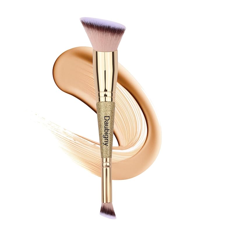 Daubigny Makeup Brushes Dual-ended Foundation Brush Concealer Brush Perfect for Any Look Premium Luxe Hair Rounded Taperd Flawless Brush Ideal for Liquid, Cream, Powder,Blending,Concealer(Angled)