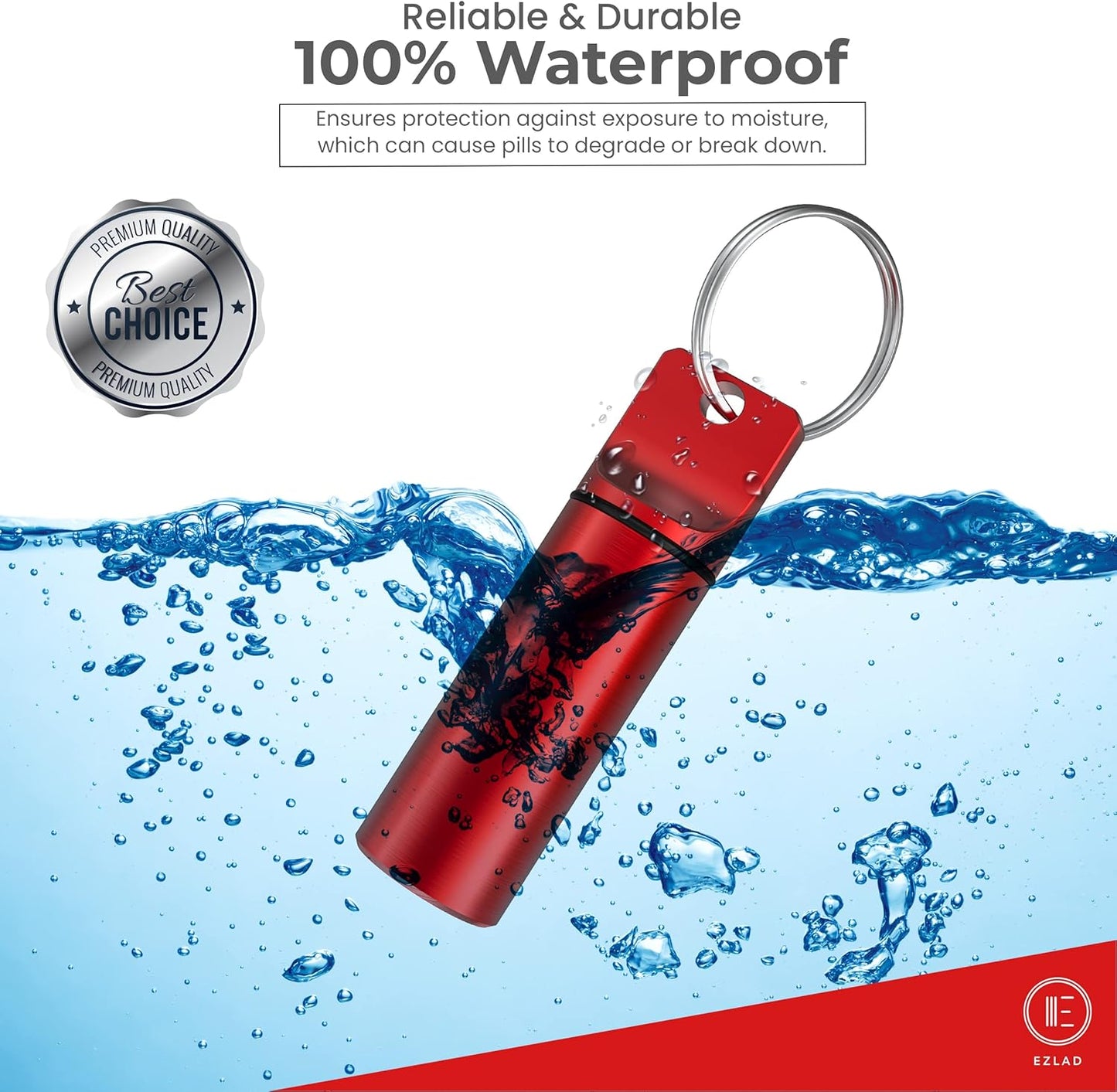Keychain Pill Holder (Pack of 3), Aluminum Alloy Waterproof Portable Small Travel Medicine Bottle Case Container for Purse, Mini Metal Capsule/Tablet Keeper Pocket Organizer