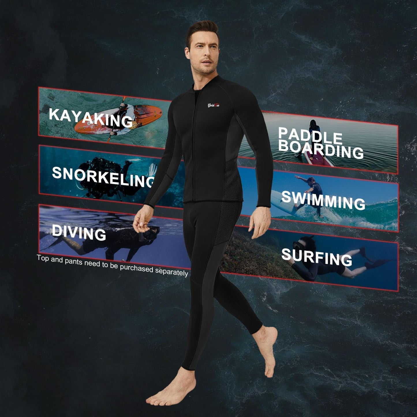 GoldFin Wetsuit Pants Men, 2mm Wetsuits Neoprene Pull-on Pants for Water Sports Diving Surfing Swimming Snorkeling