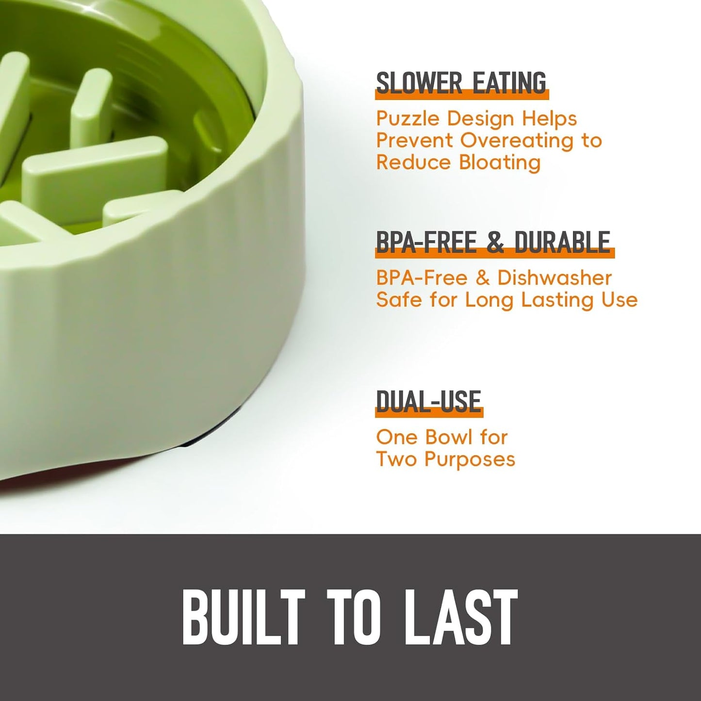 Slow Feeding Dog Bowl for Large, Separable Cat Interactive Puzzle Design,Non-Slip Durable Dog Food Bowl, Easy Clean Design to Prevent Puppies from Overeating, 100% BPA Free (Green)
