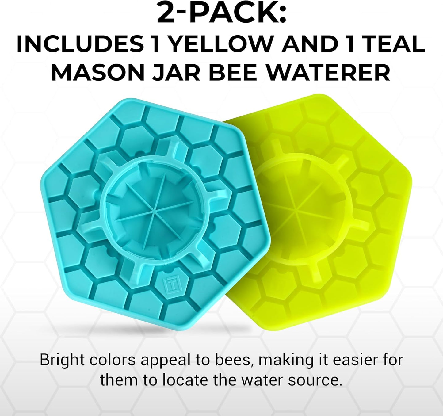 Bee Feeder for Mason Jar Made of Silicone - Bee Watering Station for Garden Compatible with Regular Mouth Mason Jars (2 Pack)