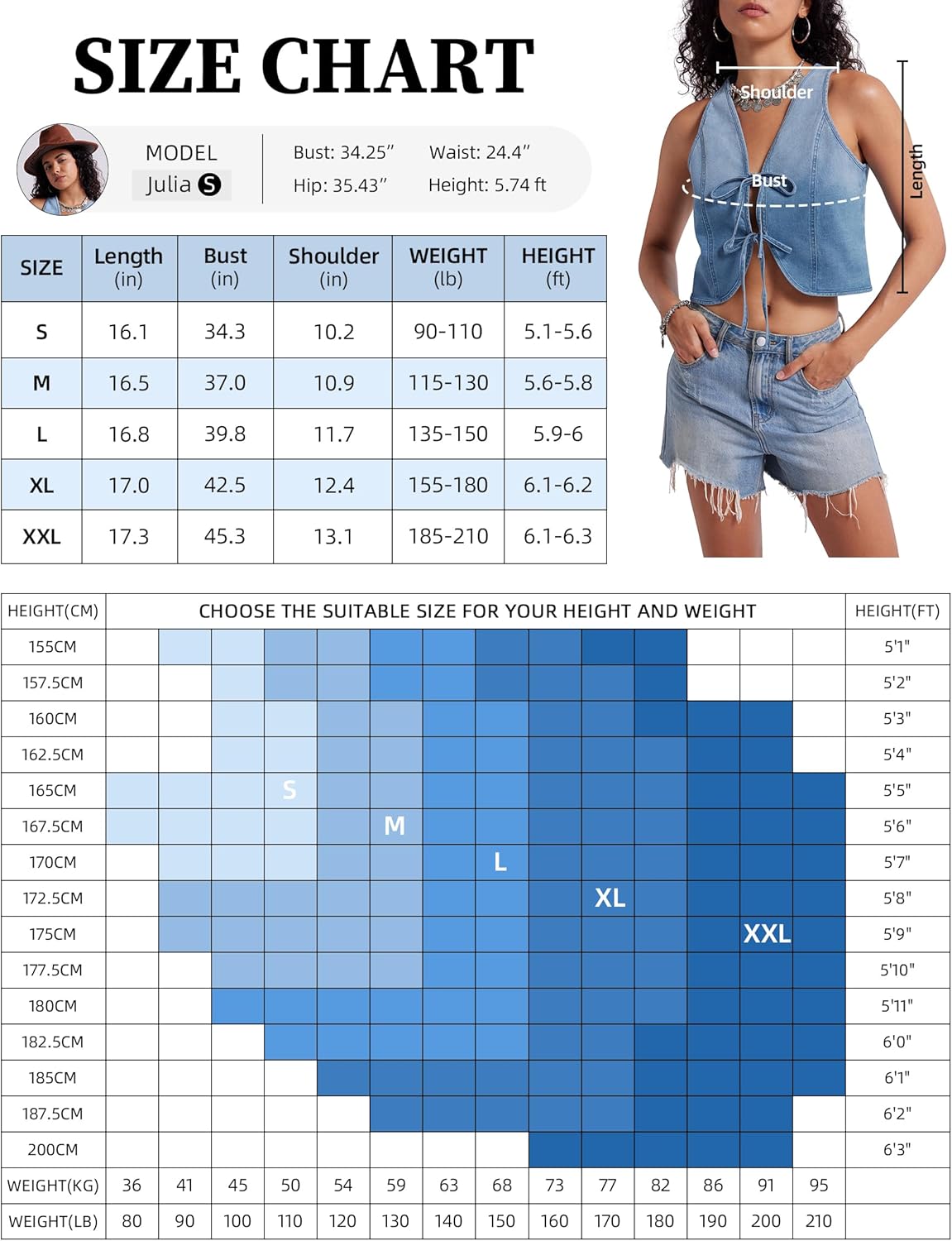 Womens Denim Vest Crop Sleeveless V Neck Denim Top Retro Tie Up Front Jean Vest
