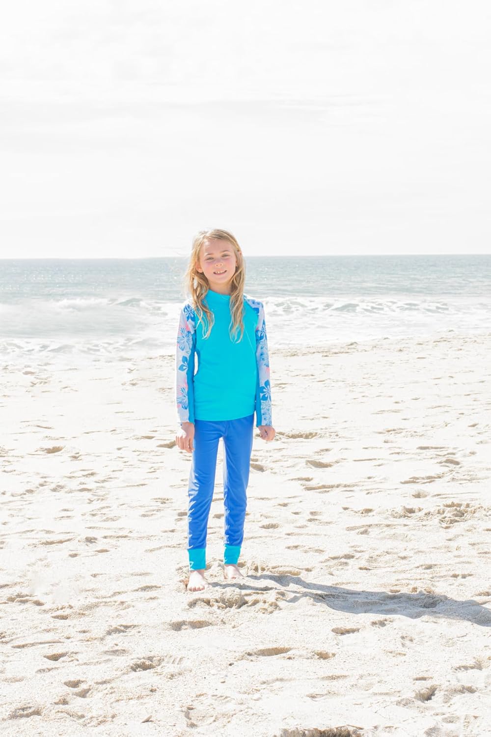 Tuga Girls Long Sleeve Rash Guard and Swim Legging Bathing Suit Set, UPF 50+