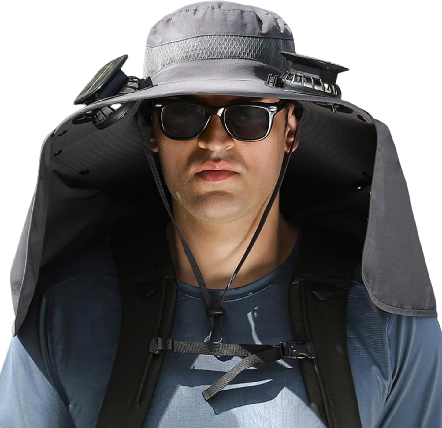 Wide Brim Solar Fan Outdoor Fishing Hat Hats for Men Women & USB Charging,Upf50+