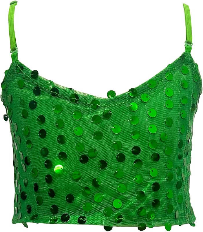 Girls Sequins V Neck Dance Tops Straps Jazz Latin Hip Hop Modern Dance Bra Vest Shirt Stage Performance Costume