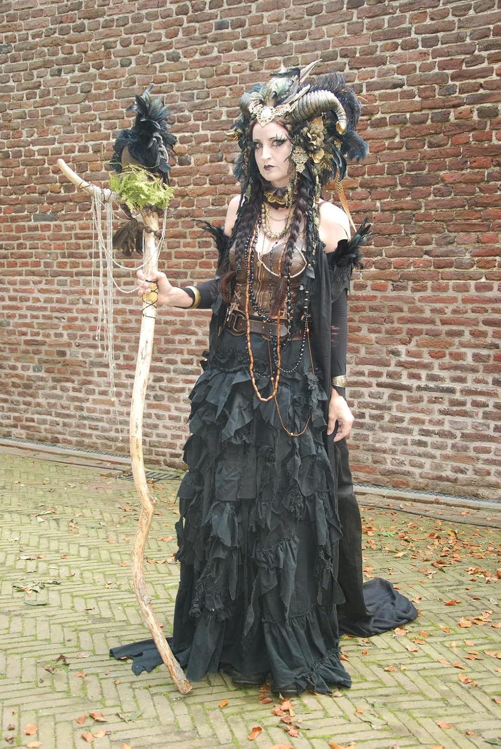 Black Lace Feather Gloves Cuffs for Women Cosplay Costume Accessories with Swan Wrist Bands