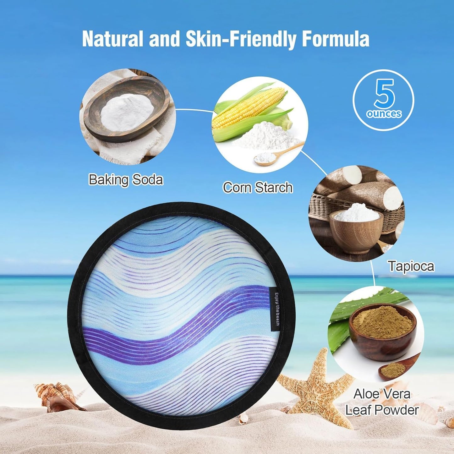 Talc-Free Double Capacity Sand Remover for Beach - Gentle on Skin Instant Sand Removal Bag with Natural Ingredients - Beach Essentials & Accessories for Vacation Travel and Cruise