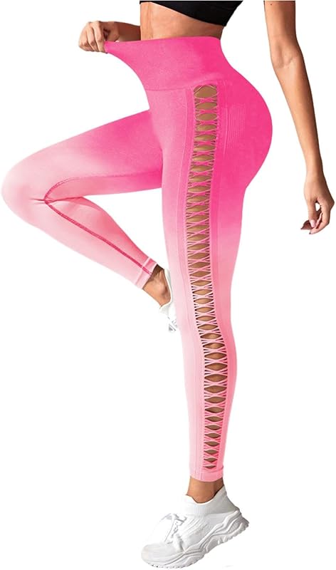 Gradient High Waist Side Mesh Yoga Leggings Women's Running Fitness Hip Tight Sports Yoga Pants