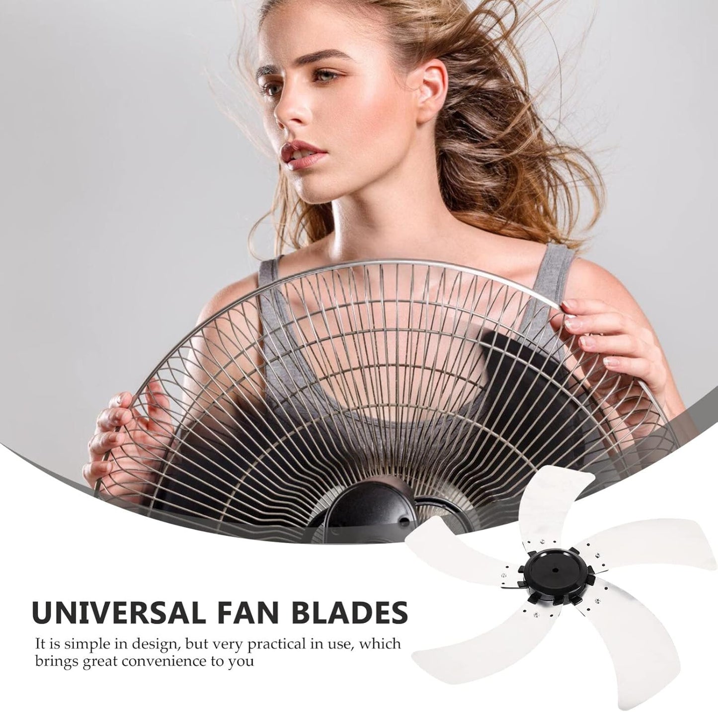 MAGICLULU Round Bore Fan Blade 5 Leaves Replacement Electric Fan Leaves 18 Inch Metal Fan Blades Replacement with Nut Cover Pedestal Fan Table Fanner Replacement Part for Home