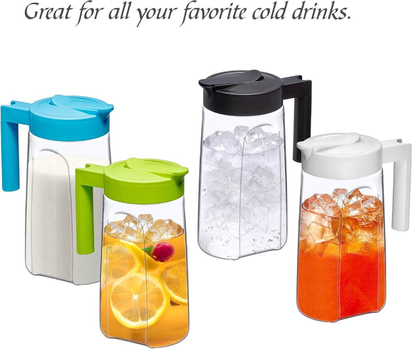 Amazing Abby - Slim Mini - Tritan Pitcher (48 oz), Unbreakable Plastic Water Pitcher with Lid, BPA-Free, Heat-Resistant, Dishwasher-Safe, Great for Iced and Hot Drinks, Indoors and Outdoors, Blue