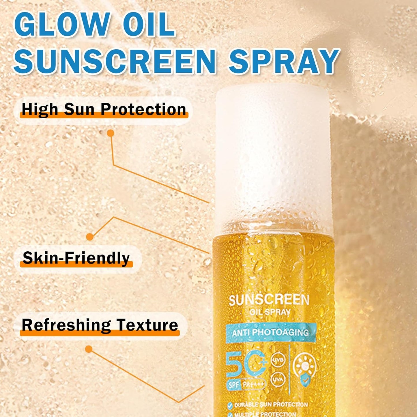 DAMUSI Sunscreen Oil Body Sunscreen Spray Spf 50 Glow Sunscreen Mist Hydration Lightweight Spf Body Oil,Broad Spectrum UVB/UVA Protection