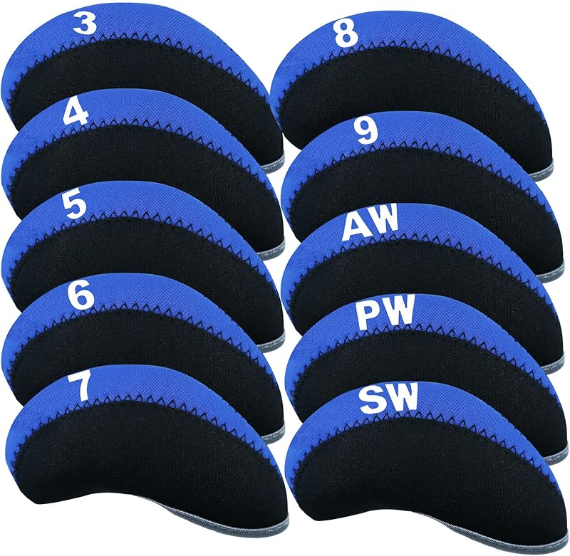 Golf Club Covers Set for Irons Neoprene Iron Head Cover Club Protector 10Pcs with/Without Top Window Accessories for Men Women