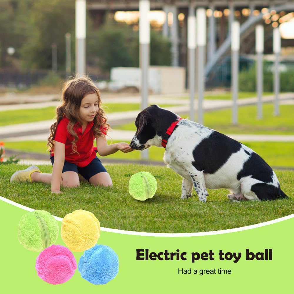 Active Rolling Ball Plush Dog Toy, 2025 New Self Moving Balls for Dogs, Interactive Dog Toys Pet Active Balls for Puppy (1 Black Ball + 4 Plush Covers)