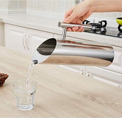 Stainless Steel Water Pitcher Carafe with Ice Guard 53 Ounces Capacity Chrome Plated Mirror Finish by MUGLIO