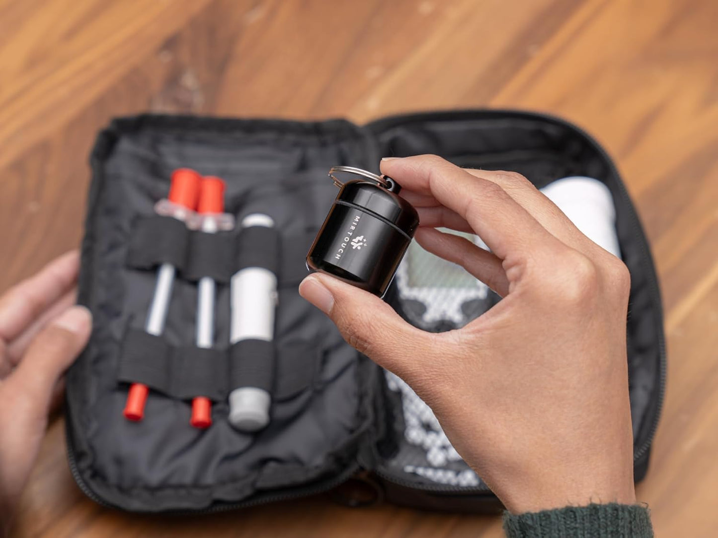 Portable Keychain Pill Holder Case for Round Glucose Tablets & Critical Medicine - Discreet Waterproof Key Chain Pill Container Carrier with Strong Carabiners - Aluminum Alloy Pill Fob Box - 2 Pack
