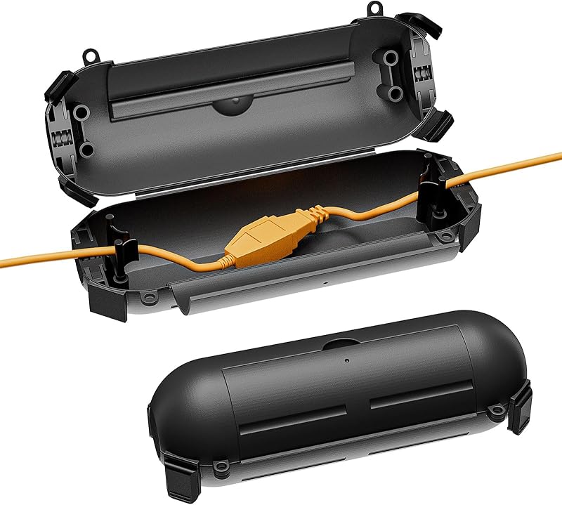 Iwillink 4 Pack Outdoor Extension Cord Safety Cover with Waterproof Seal, Weatherproof Power Cord Cover, Protect Outdoor Outlet, Christmas Holiday Decoration Light - Black