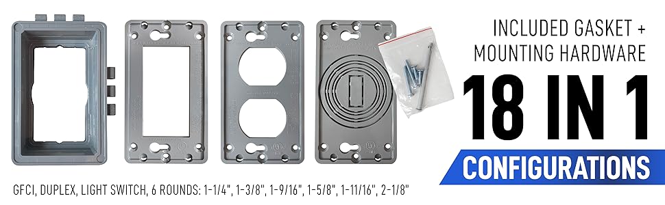 Sealproof 1-Gang Weatherproof In Use Outlet Cover | Horizontal/Vertical Outdoor Plug and Receptacle Protector, Lockable Bubble Cover, UL Extra Duty Compliant, 18 Configurations