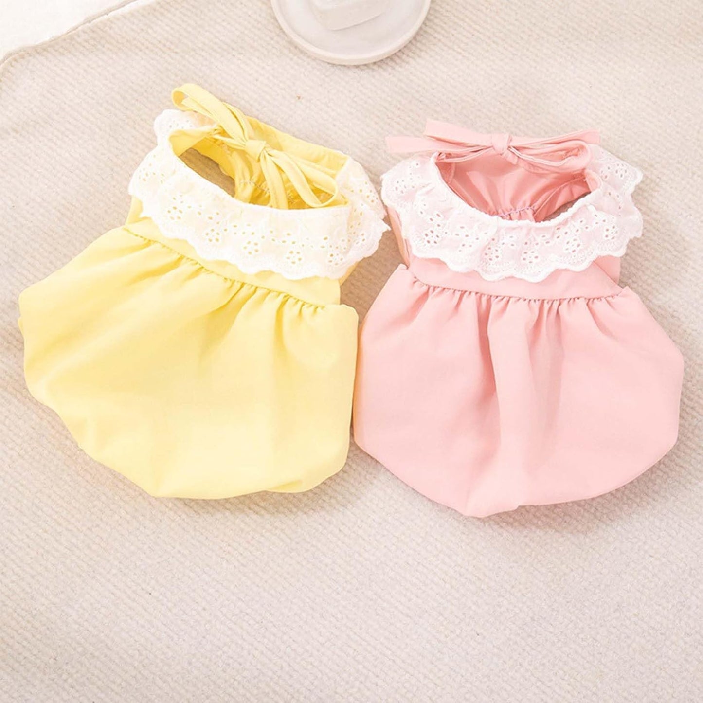 DICOCO Dog Clothing Cat Costume ペットワンピース Sleevelessふんわりドレス For summer use coolしい ポリエステルSoftらかMaterial Scalabilityあり Small Dog Medium-sized dog for Cats おPrincess style popularity Cuteい ペットファッション イエロー L