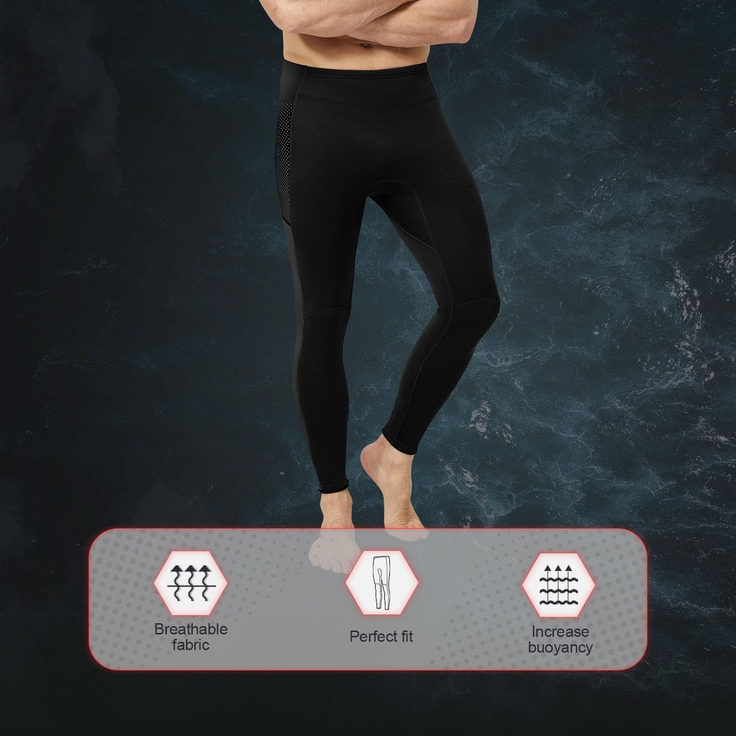 GoldFin Wetsuit Pants Men, 2mm Wetsuits Neoprene Pull-on Pants for Water Sports Diving Surfing Swimming Snorkeling