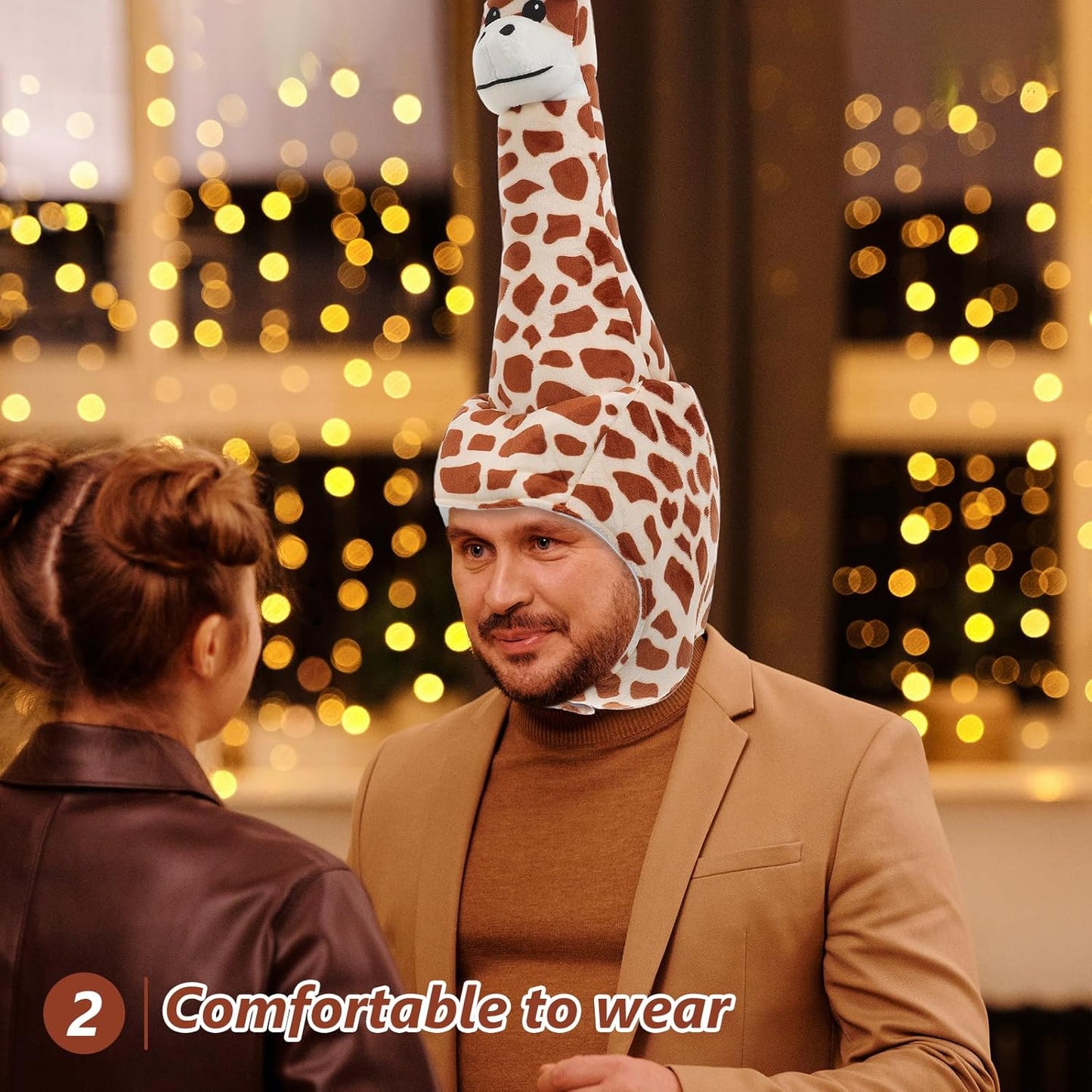 SAFIGLE Giraffe Hat:Giraffe Costume Hat Plush Animal Headwear for Adults and Kids - Cute and Funny Shape, Soft and Comfortable, Perfect for Parties, Cosplay, and Fun