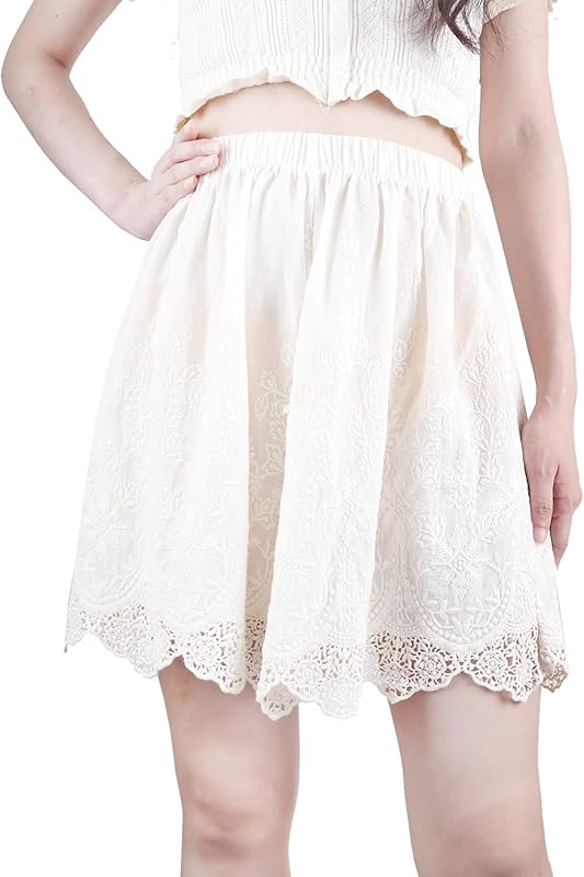 Vintage Lace Pettipants Slips Embroidery Flower Womens Lightweight Cotton Linen Bloomer Shorts Lounge Short Pants