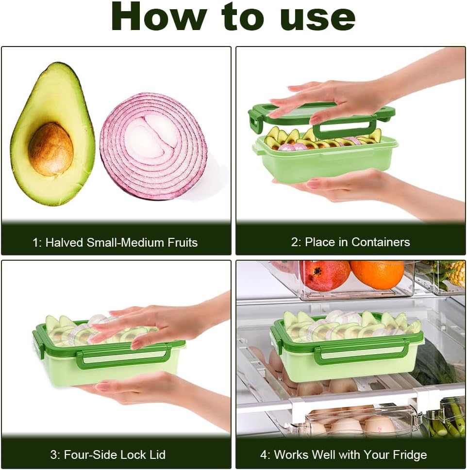 Abnaok 2PCS Reusable Large Fruit And Veggie Savers, Silicone Fruit Storage Box, Fruit Storage Pods For Food Saver, Ideal For Roast Chicken, Garlic, Onions, Lemons, Watermelon and Potatoes