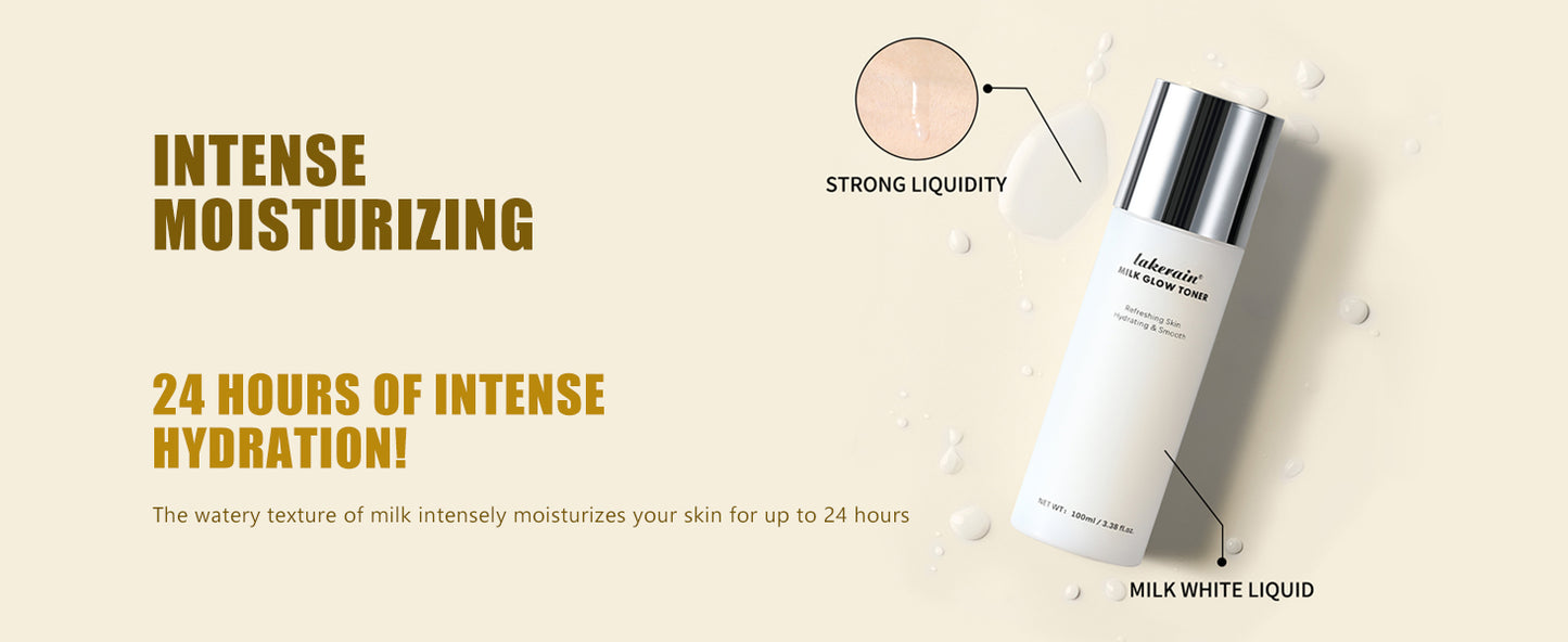 Milk Glow Toner for Face - Deep Hydrating Milky Facial Toner with Niacinamide, Refreshing Skin, Moisturizer & Smooth, Ordinary Toner Skin Care, Cruelty Free, Vegan (100ml)