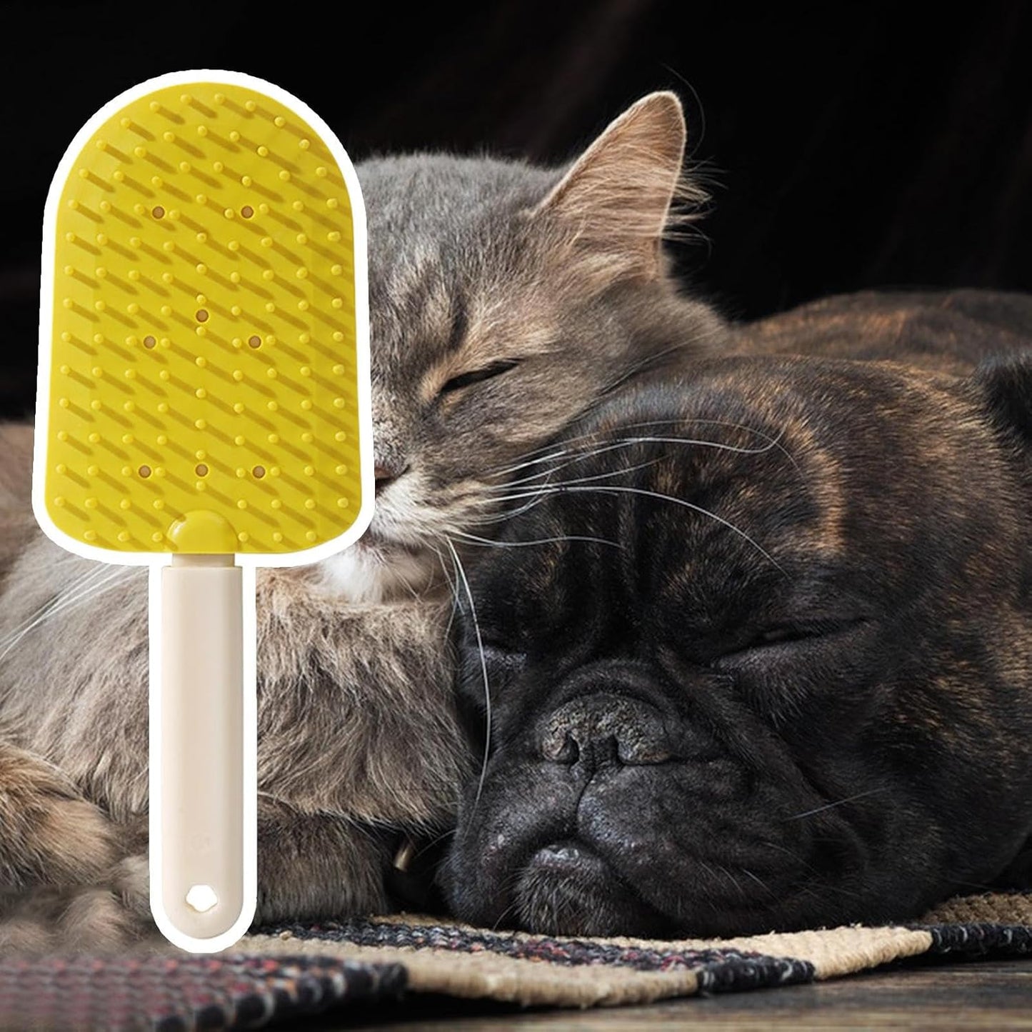Pet Grooming Comb, Cats Deshedding Brush, 22x9.5x5cm, Ergonomic Non-Slip Handle, Ice Cream Shape Detanglers, Soft Bristles Design for Home Salon Use Puppies and Small Breeds