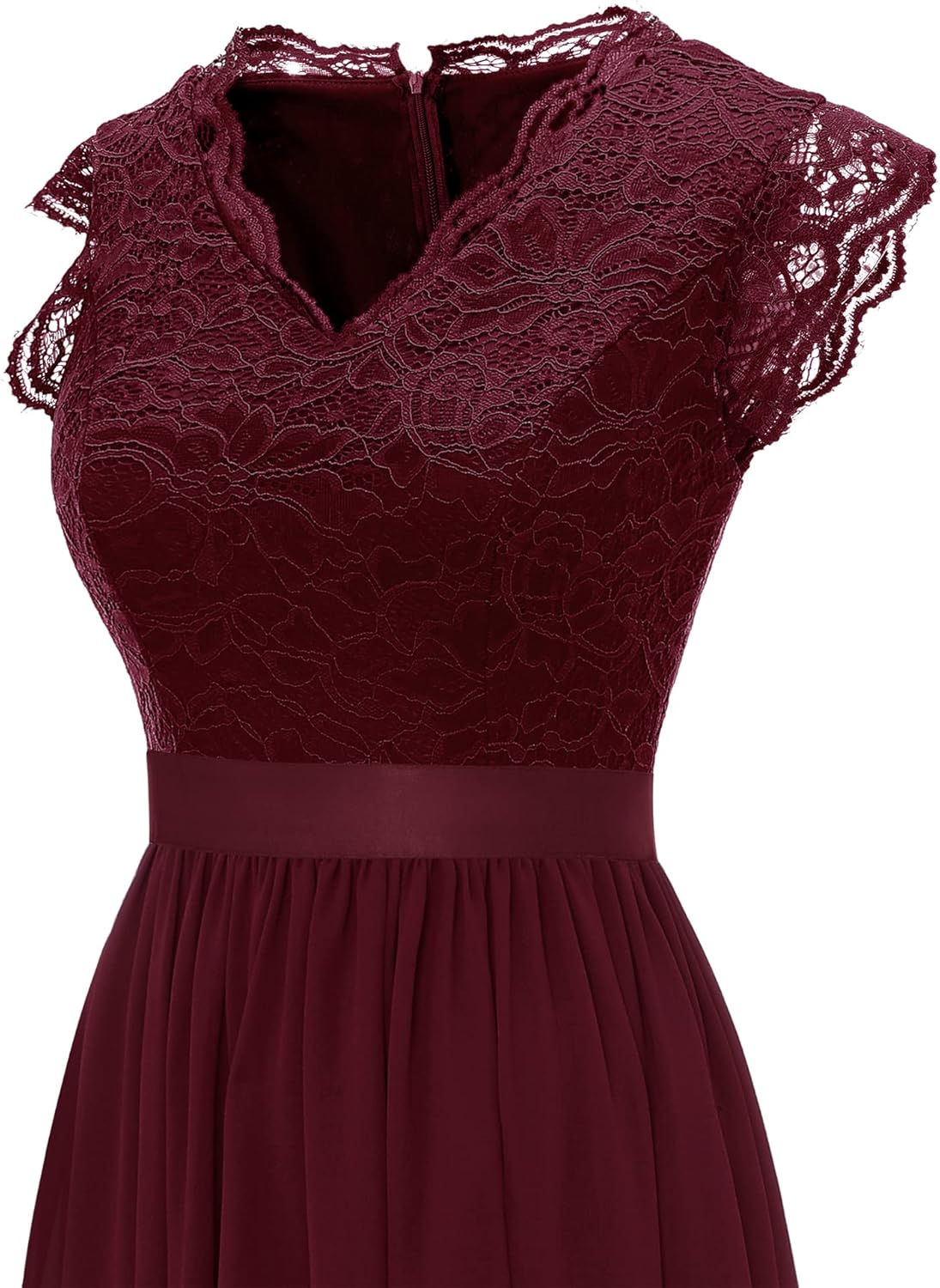 Dressystar Women's V Neck Sleeveless Lace Bridesmaid Dress Wedding Party Gown