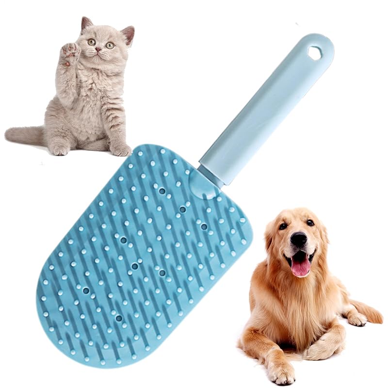 Pet Grooming Comb, Cats Deshedding Brush, 22x9.5x5cm, Ergonomic Non-Slip Handle, Ice Cream Shape Detanglers, Soft Bristles Design for Home Salon Use Puppies and Small Breeds